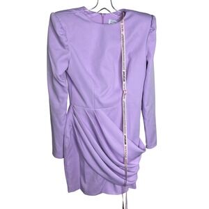 IEENA for Mac Duggal sz 6 NEW Lilac Ruched Long Sleeve Mini Dress 26704 Women